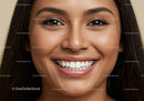 Close-up of smiling woman with flawless skin