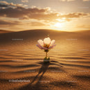 Delicate Flower Blooming in Desert at Sunset