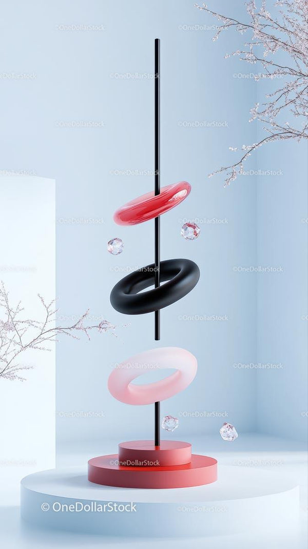 Minimalist Modern Art Sculpture with Colorful Rings for Interior Decor