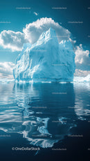 Majestic Blue Iceberg Reflecting in Calm Polar Waters Under Bright Sun
