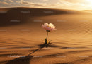 Single delicate flower thriving in vast desert sand