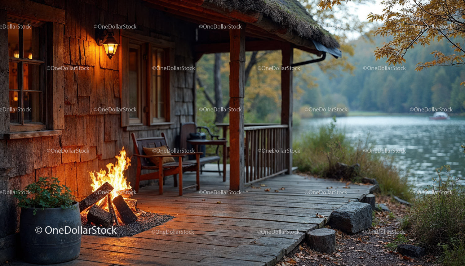 Rustic Lakeside Cabin with Fire Pit and Scenic Autumn Foliage