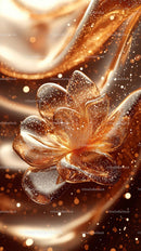 Elegant Golden Flower with Sparkling Glitter and Metallic Petals