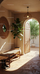 Cozy Mediterranean Entryway with Natural Light and Greenery
