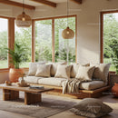 Cozy Living Room with Natural Light and Green Plants