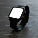 Modern black smartwatch with blank glowing screen