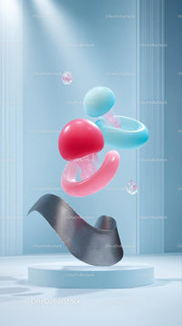 Colorful Abstract Floating Sculptures in Modern Interior