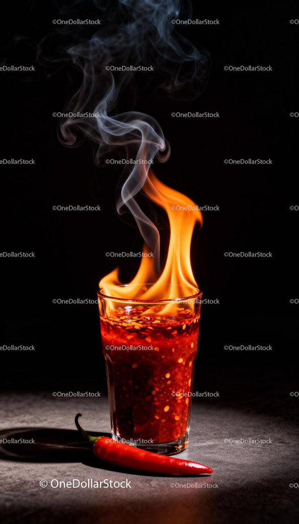 Ognista sos chili w szklance z świeżą czerwoną papryką