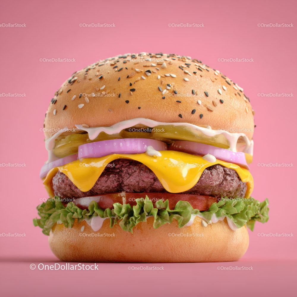 Soczysty cheeseburger ze świeżymi warzywami i roztopionym serem