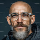 Stylish Mature Man with Glasses and Grey Beard in Portrait