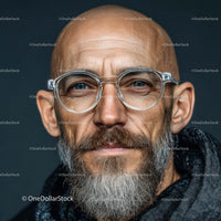 Stylish Mature Man with Glasses and Grey Beard in Portrait