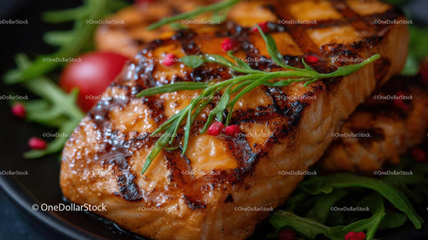 Ekskluzywny Grillowany Filet z Łososia z Świeżą Zieleniną i Pomidorkami Cherry