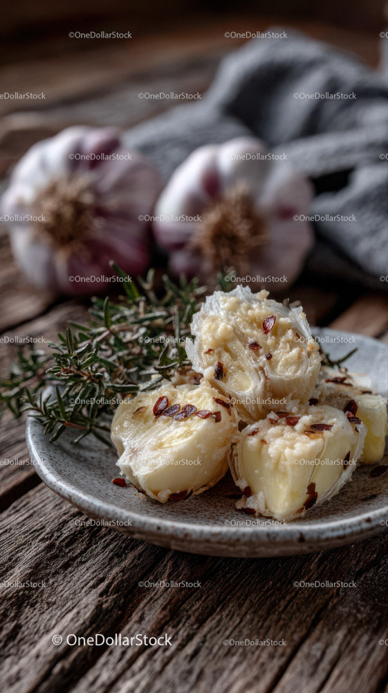 Herb Butter with Garlic on Rustic Wooden Table for Gourmet Cooking