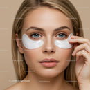 Beautiful Woman with Blue Eyes Wearing Under-Eye Patches for Skincare