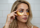 Woman with Eye Patches Performing Beauty and Skin Care Routine