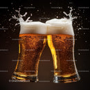 Two Clinking Beer Glasses with Foam and Splash Celebration
