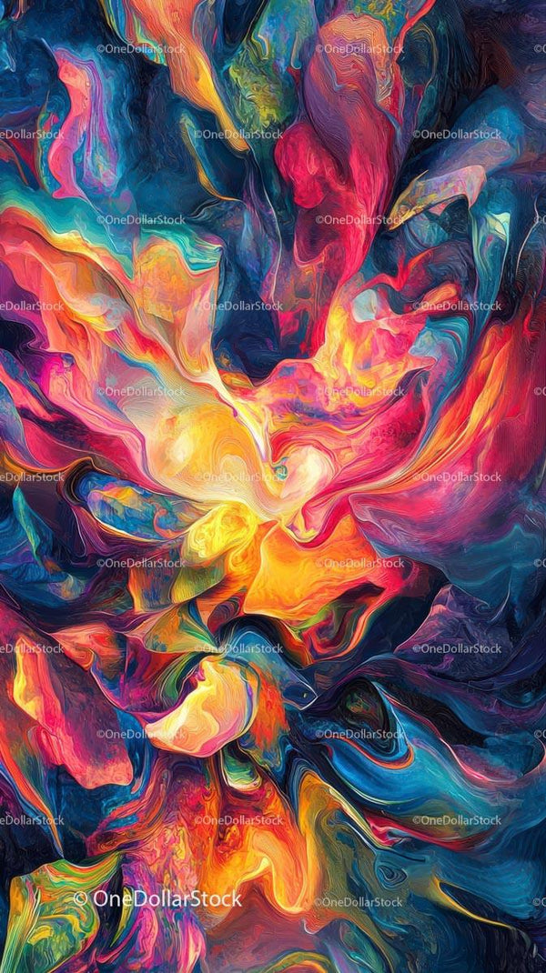 Vivid Abstract Fluid Art with Bright Color Swirls and Dynamic Movement