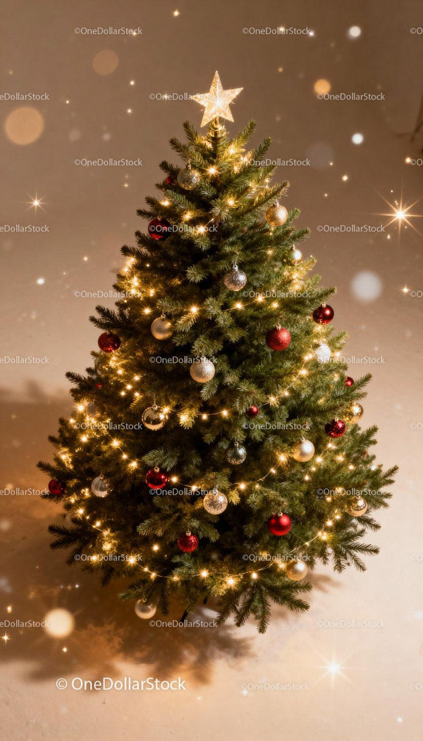 Festive Christmas tree adorned with sparkling lights
