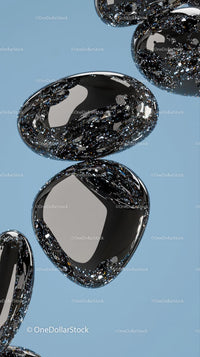 Abstract Reflective Black Metallic Ovals for Modern Design