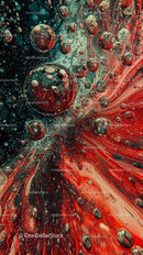Colorful Liquid Splash Abstract with Bubbles and Swirls