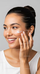 Young Woman Applying Facial Moisturizer for Healthy Skin