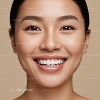 Close up of smiling young woman with healthy skin