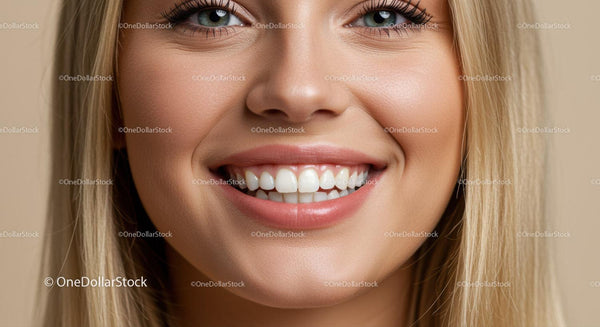 Close up of healthy smile with white teeth