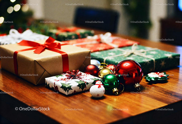 Christmas Gift Boxes and Festive Ornament Decoration