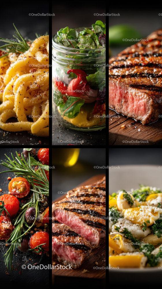 Gourmetowy Stek z Grilla z Makaronem i Świeżą Sałatką