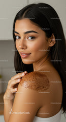 Young Woman Showing Beautiful Skin with Shoulder Freckles and Natural Makeup