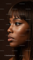 Close-up Portrait of a Woman with Brunette Hair and Glamorous Makeup