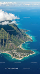 Tropical Coastal Mountain Landscape with Beaches and Turquoise Waters