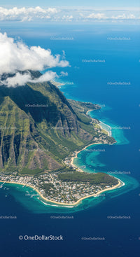 Tropical Coastal Mountain Landscape with Beaches and Turquoise Waters