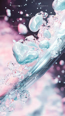 Abstract Liquid Splash with Heart-Shaped Objects and Glass Shards