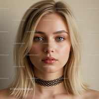 Close-up Portrait of Beautiful Blonde Woman with Bright Blue Eyes