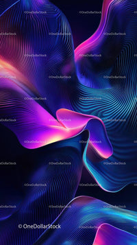 Futuristic Abstract Neon Waves in Deep Blue and Pink