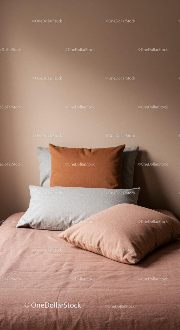 Cozy Bedroom with Cushions and Linen in Soft Neutral Tones