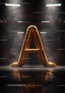 Industrial copper pipe shaped as letter A with smoke