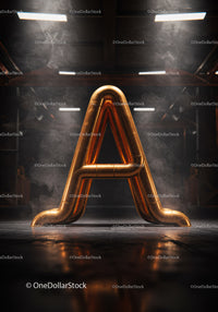 Industrial copper pipe shaped as letter A with smoke