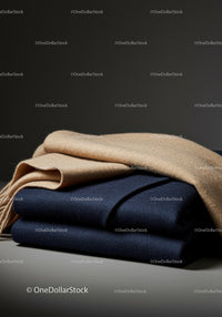 Elegant beige scarf and navy wool fabric for winter fashion
