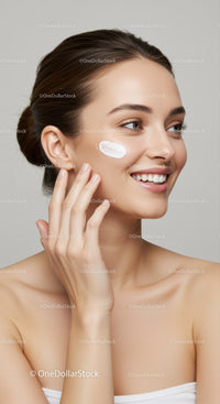 Young Woman Applying Moisturizer for Healthy Skin Skincare Routine