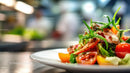 Fresh Cherry Tomato and Arugula Salad on White Plate