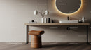 Contemporary Bathroom with Round Illuminated Mirror and Stylish Decor