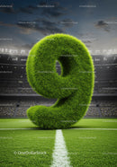 Green Grass Number Nine Standing on Soccer Field