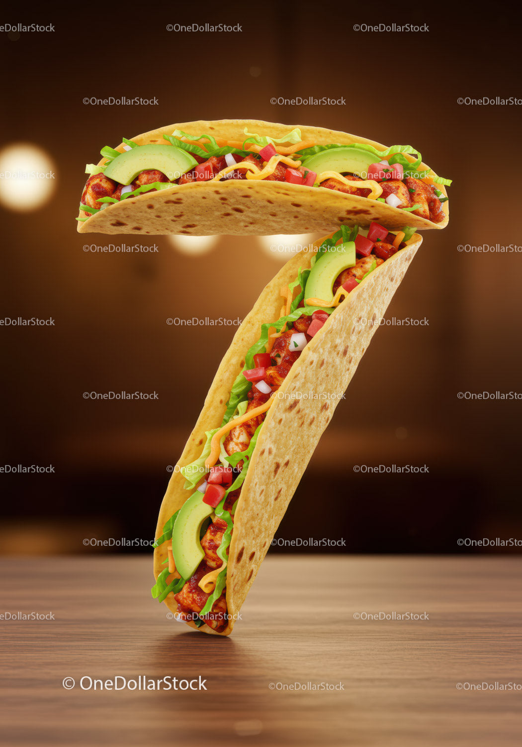 Numer siedem zrobiony z dwóch tacos ze świeżych składników
