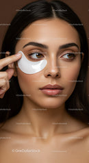 Young Woman Applying Eye Gel Mask for Skincare and Beauty