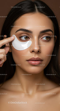 Young Woman Applying Eye Gel Mask for Skincare and Beauty