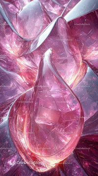 Vibrant Pink and Silver Glass Art Sculptures for Modern Decor