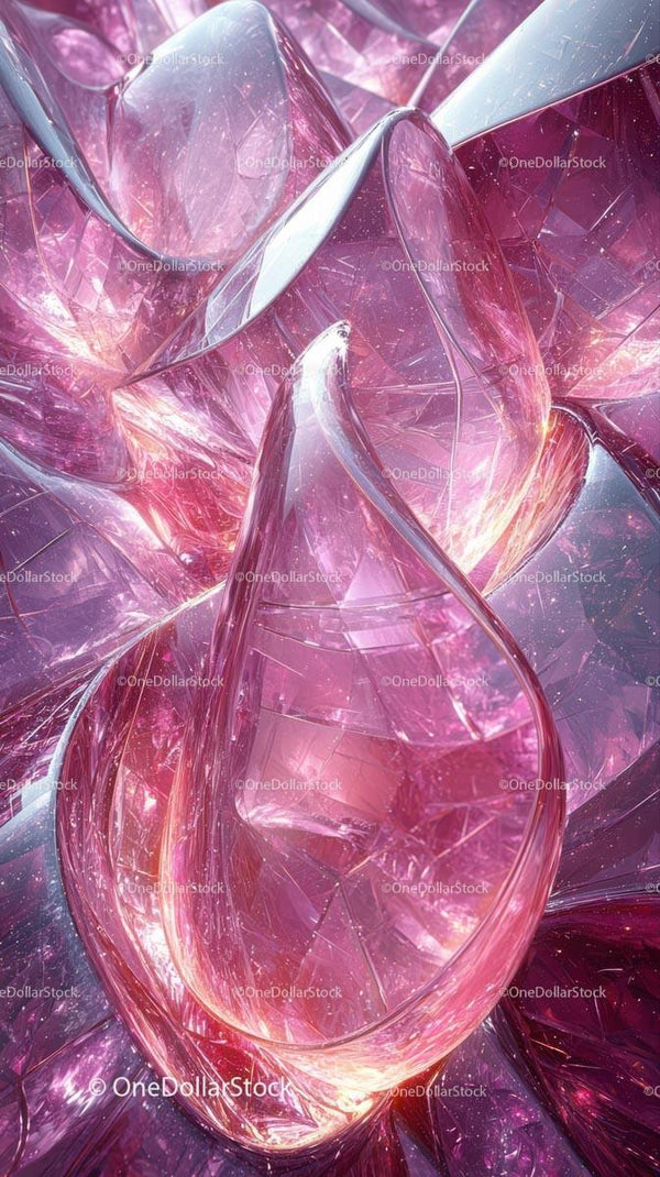 Vibrant Pink and Silver Glass Art Sculptures for Modern Decor