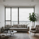 Modern Living Room with Large Window and City View